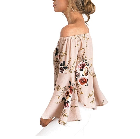 Floral Off The Shoulder Bell Sleeve Blouse - Picture 3 of 7